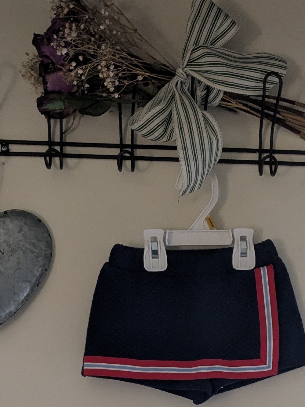 Janie And Jack Navy Girls' Skort with Red & White Stripe Trim And Matching Hat!